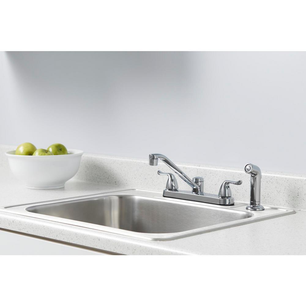 Constructor 2-Handle Standard Kitchen Faucet with Side Sprayer in Chrome - Super Arbor