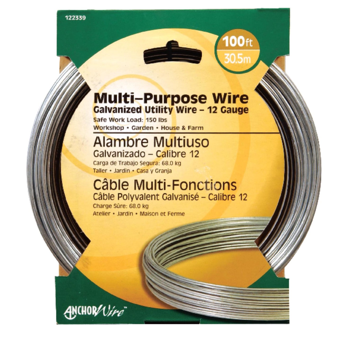 Hillman 0.101–0.106 in Diameter x 100 ft Galvanized Steel Utility Wire, 12 Gauge
