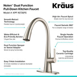 Nolen Single-Handle Pull-Down Sprayer Kitchen Faucet with 2-Function Sprayhead in all-Brite Spot Free Stainless Steel - Super Arbor