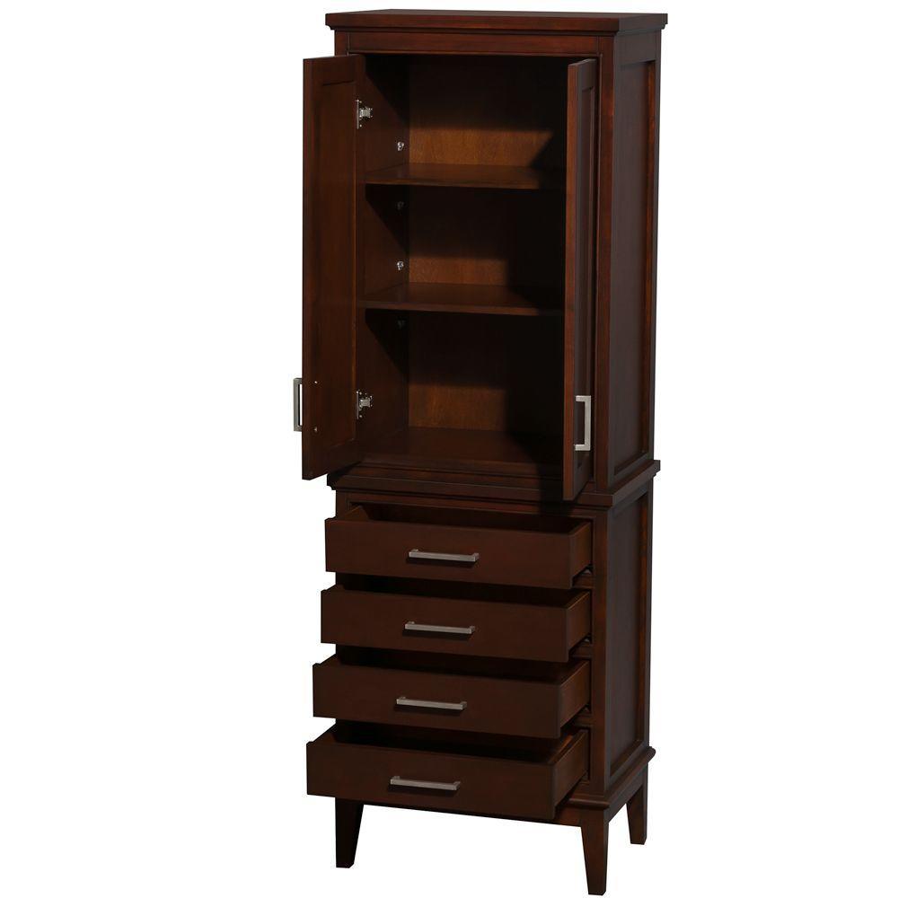 Hatton 24 in. W x 70-3/4 in. H x 16 in. D Bathroom Linen Storage Tower Cabinet in Dark Chestnut