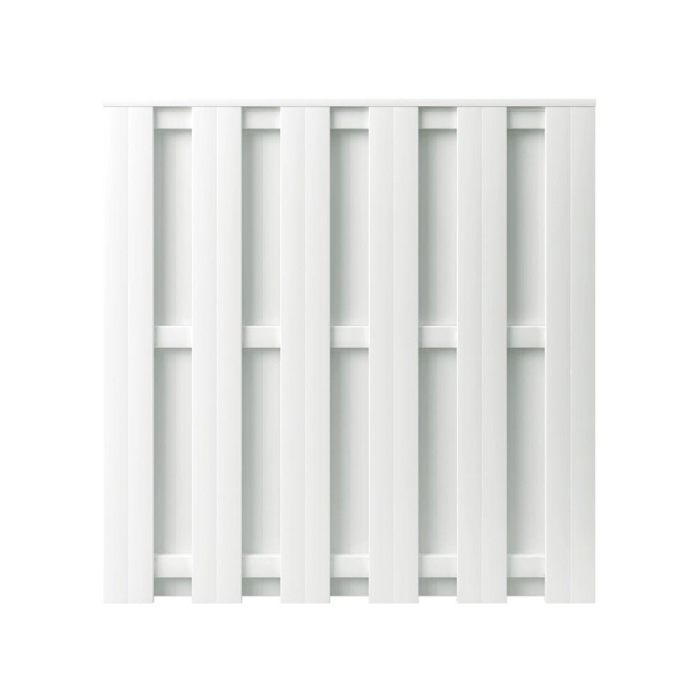 Palatine 6 ft. H x 6 ft. W White Vinyl Shadowbox Fence Panel - Unassembled - Super Arbor