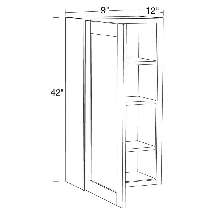 Home Decorators Collection Washington Veiled Gray Plywood Shaker Assembled Wall Kitchen Cabinet Soft Close Left 9 in W x 12 in D x 42 in H