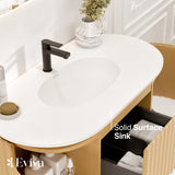 Eviva Haven 39"W x 22"D Natural Oak Bathroom Vanity with White Solid Surface Countertop and Integrated Sink