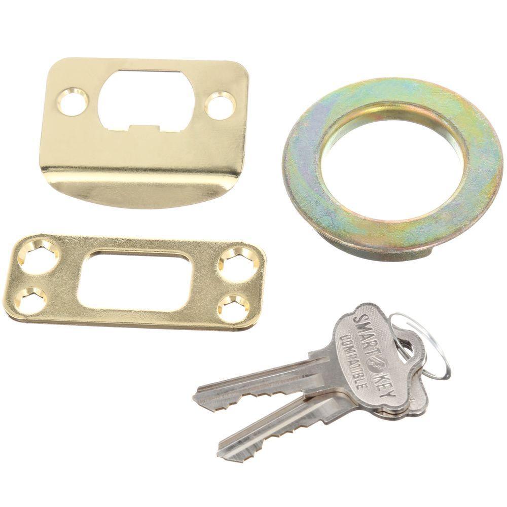 Prestige Avendale Single Cylinder Lifetime Polished Brass Door Handleset with Alcott Door Knob feat SmartKey Security - Super Arbor