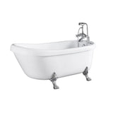 66.9 in. Acrylic Clawfoot Whirlpool Bathtub in White - Super Arbor