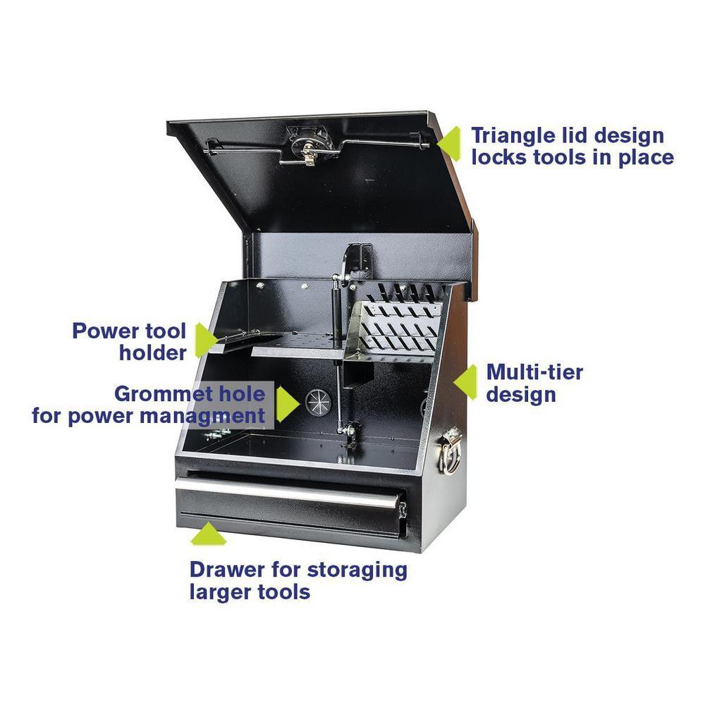 18 in. 1-Drawer Black Steel Portable Shop Tool Box with Cylinder Lock - Super Arbor