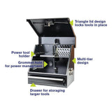 18 in. 1-Drawer Black Steel Portable Shop Tool Box with Cylinder Lock - Super Arbor