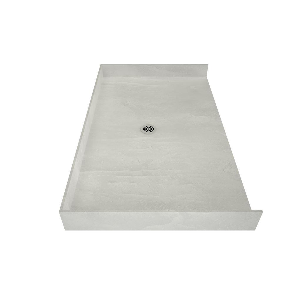 Redi Free 37 in. x 72 in. Barrier Free Shower Base with Center Drain and Polished Chrome Drain Plate - Super Arbor