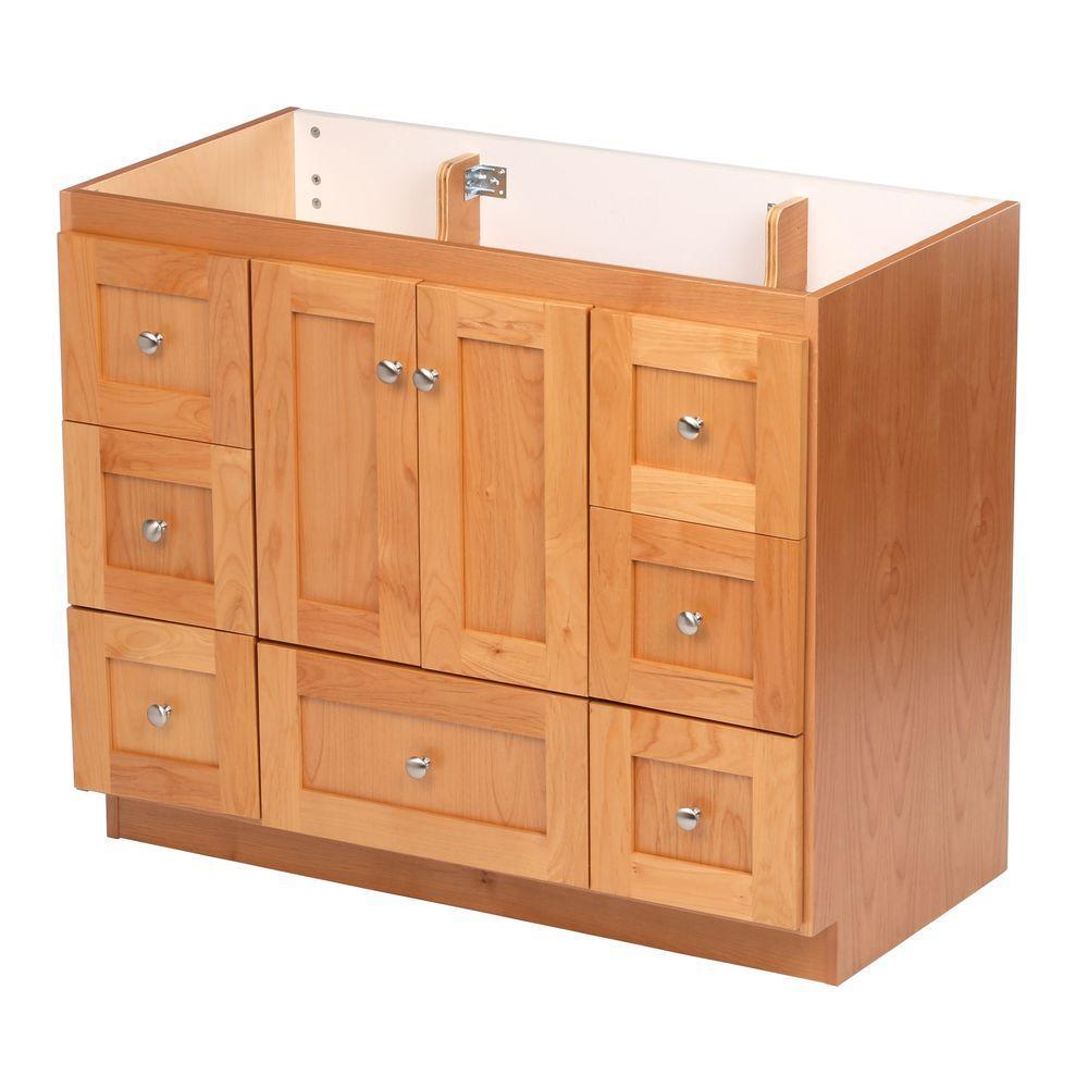 Shaker 42 in. W x 21 in. D x 34.5 in. H Vanity Cabinet Only in Natural Alder - Super Arbor