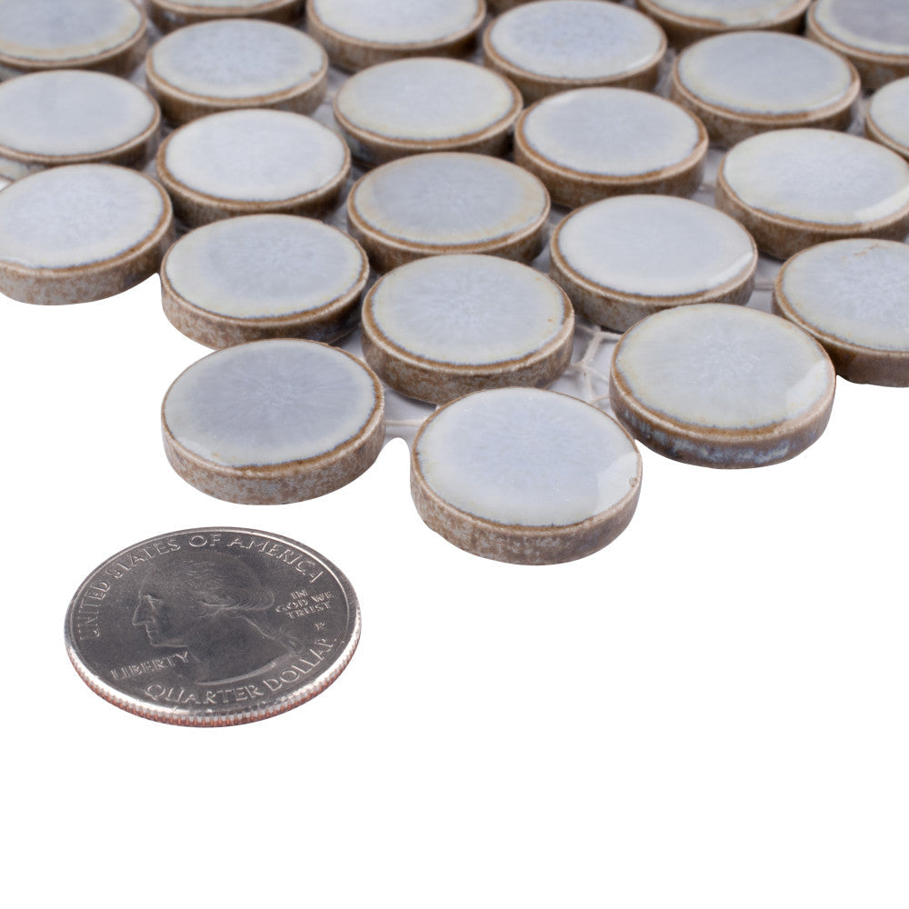 Merola Tile Hudson Penny Round Grey Eye 12 in. x 12 in. Porcelain Mosaic Tile (10.74 sq. ft. / Case)