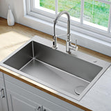 Loften All-in-One Dual Mount Drop-In Stainless Steel 33 in. 2-Hole Single Bowl Kitchen Sink with Pull Down Faucet