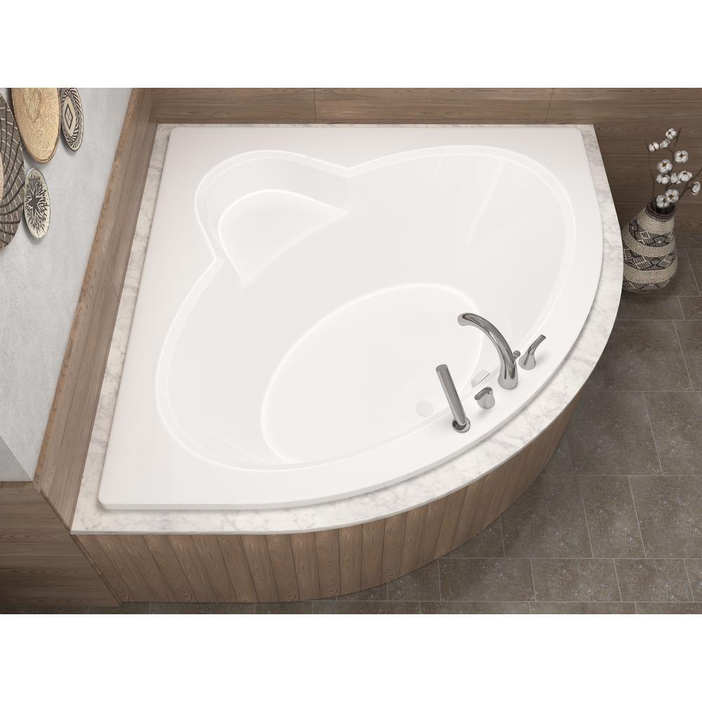 Jasper 5 ft. Acrylic Center Drain Corner Drop-in Non-Whirlpool Bathtub in White - Super Arbor