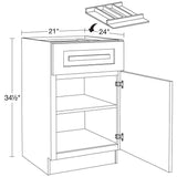 Home Decorators Collection Grayson 21 in. W x 24 in. D x 34.5 in. H Assembled Plywood Base Kitchen Cabinet in Deep Onyx with Utility Soft Close RH