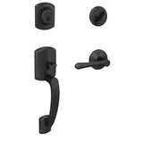 Custom Greenwich Matte Black Single Cylinder Door Handleset with Dempsey Door Lever - Super Arbor
