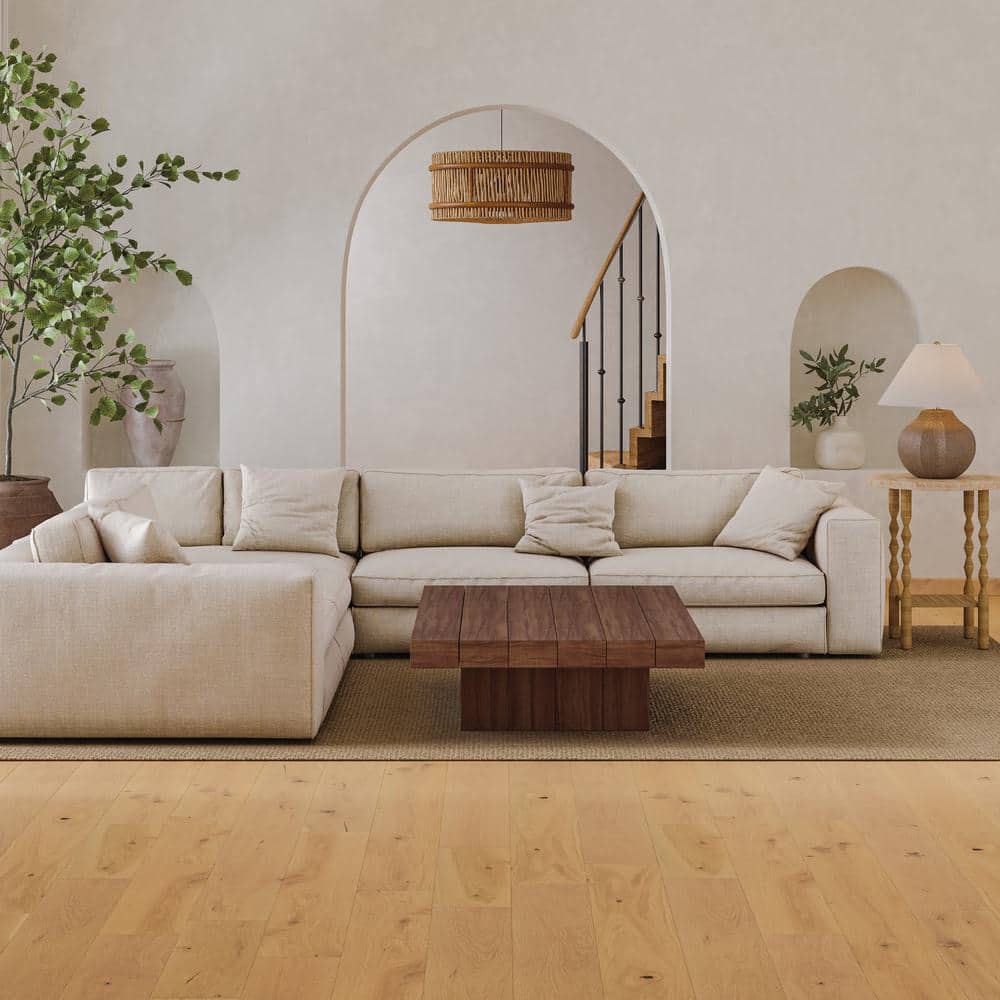 Bedrosians Laguna French Oak Beach 0.16 in. T x 9.5 in. W Click-Lock Wire Brushed Engineered Hardwood Flooring (28.41 sq. ft./ctn)