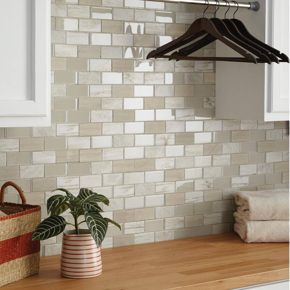Daltile Premier Accents Beach Brick Joint 11 in. x 13 in. x 6 mm Glass Mosaic Wall Tile (0.9 sq. ft. / piece)
