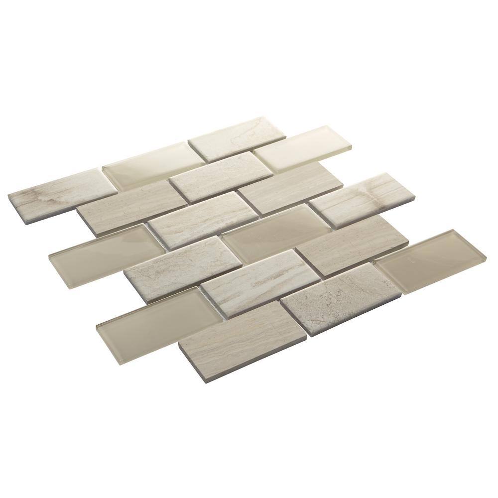 Daltile Premier Accents Beach Brick Joint 11 in. x 13 in. x 6 mm Glass Mosaic Wall Tile (0.9 sq. ft. / piece)