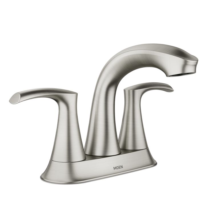 Moen Graeden Spot Resist Brushed Nickel 2-handle 4-in Centerset WaterSense Bathroom Sink Faucet with Drain