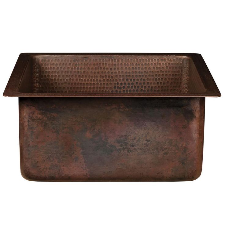 All-in-One Dual Mount Copper 16 in. Square Bar/Prep Sink with Faucet and Strainer Drain in Oil Rubbed Bronze