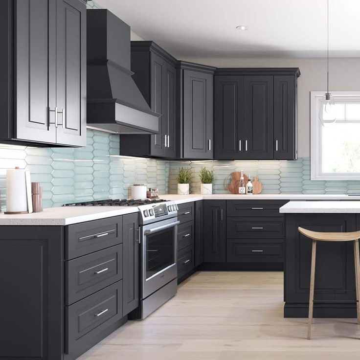 Home Decorators Collection Grayson 9 in. W x 12 in. D x 30 in. H Assembled Plywood Wall Kitchen Cabinet in Deep Onyx with Soft Close
