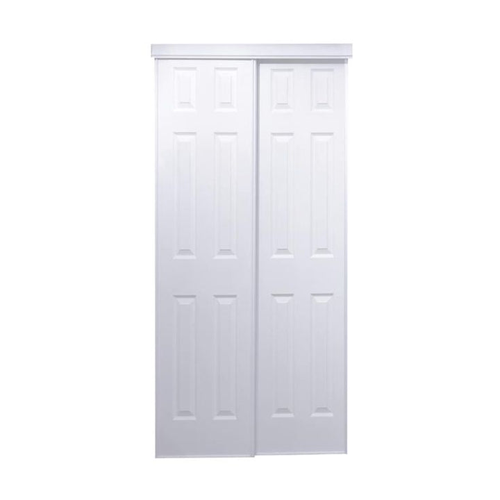 RELIABILT 60-in x 80-in White 6-panel Prefinished Steel Sliding Door Hardware Included