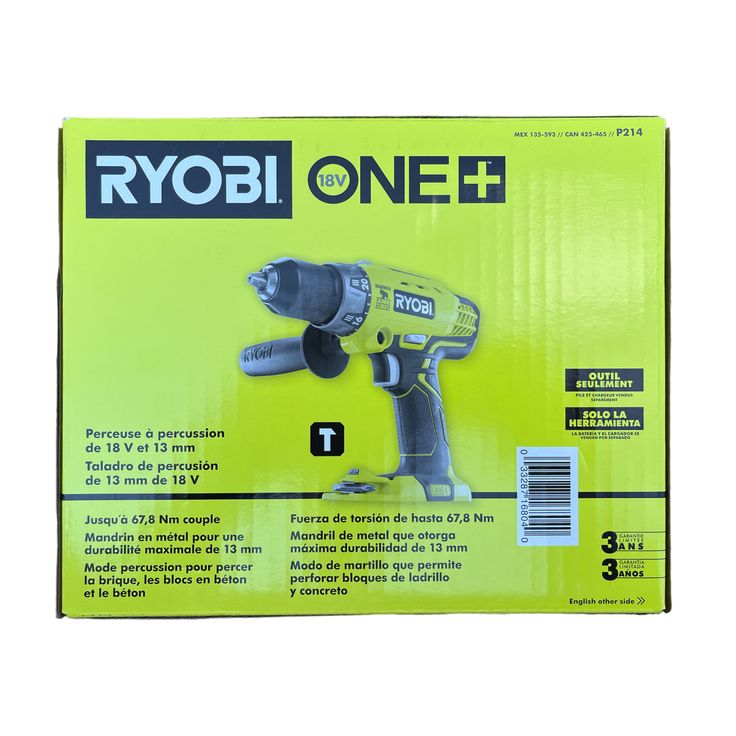 18-Volt ONE+ Cordless 1/2 in. Hammer Drill/Driver (Tool Only) with Handle