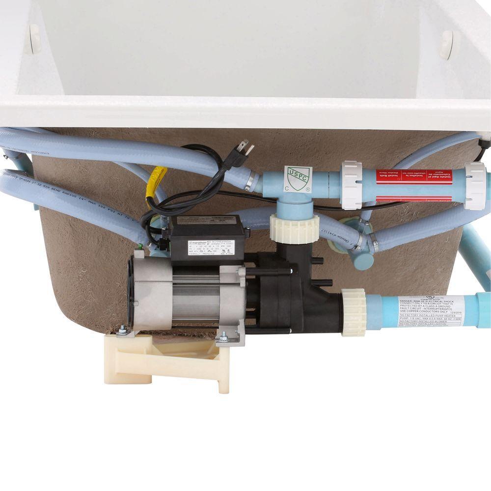Evolution 60 in. x 36 in. Whirlpool Tub with EverClean Reversible Drain in White - Super Arbor