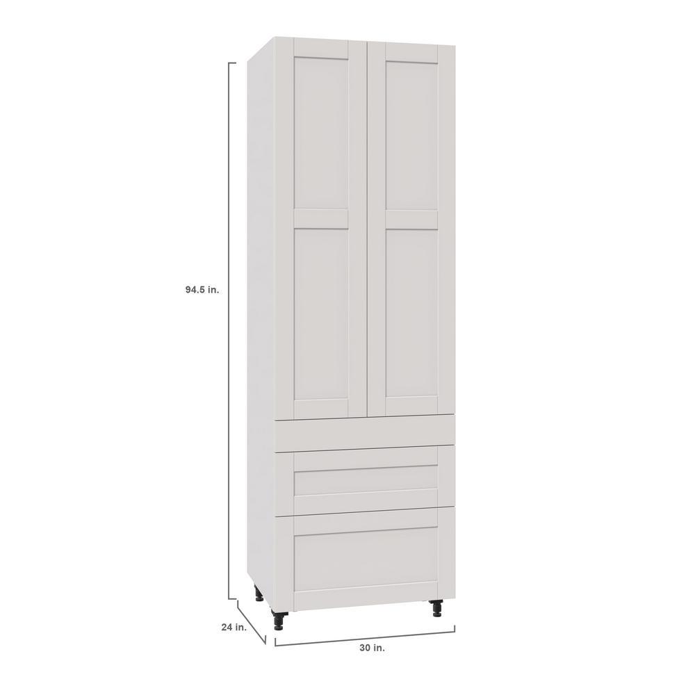 Shaker Assembled 30 in. x 94.5 in. x 24 in. Pantry Cabinet w/ 2-Inner Drawers & Three Pull Out Drawers in Vanilla White - Super Arbor
