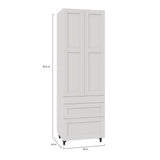 Shaker Assembled 30 in. x 94.5 in. x 24 in. Pantry Cabinet w/ 2-Inner Drawers & Three Pull Out Drawers in Vanilla White - Super Arbor