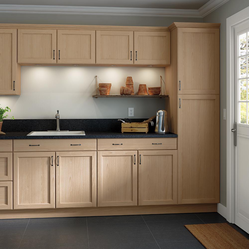 Easthaven Shaker Assembled 23.64 in. x 30 in. x 23.64 in. Frameless Corner Wall Cabinet in Unfinished Beech - Super Arbor