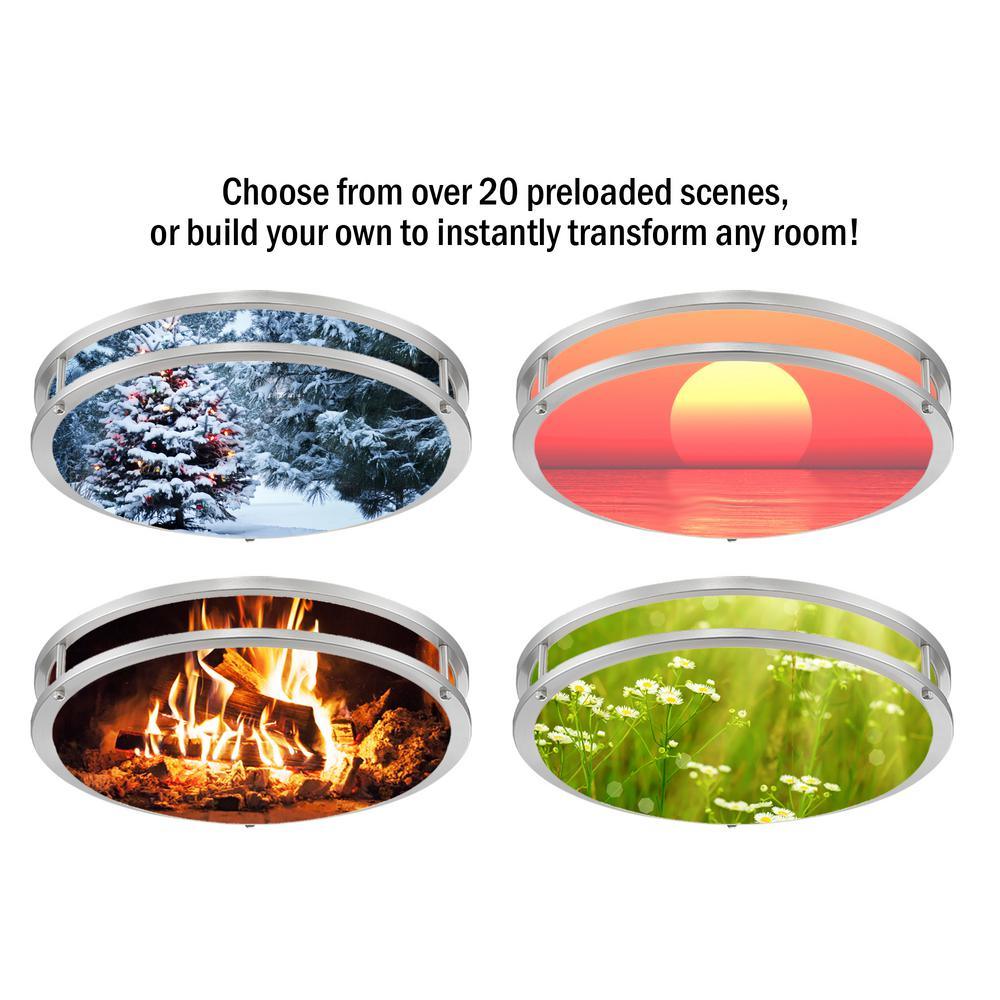 16 in. Voice Controlled Colors Brushed Nickel Smart LED Flush Mount - Super Arbor
