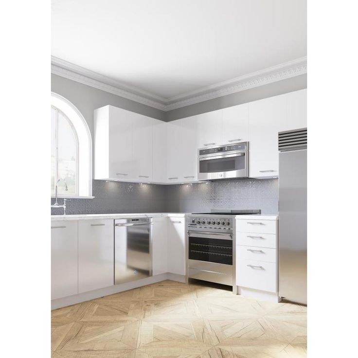 Cambridge 30-in W x 36-in H x 12-in D Glossy White Engineered Wood Door Wall Stock Cabinet