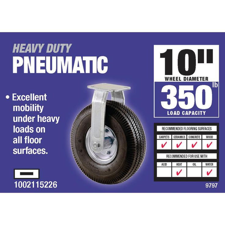 10 in. Pneumatic Rigid Caster with 350 lb. Load Rating