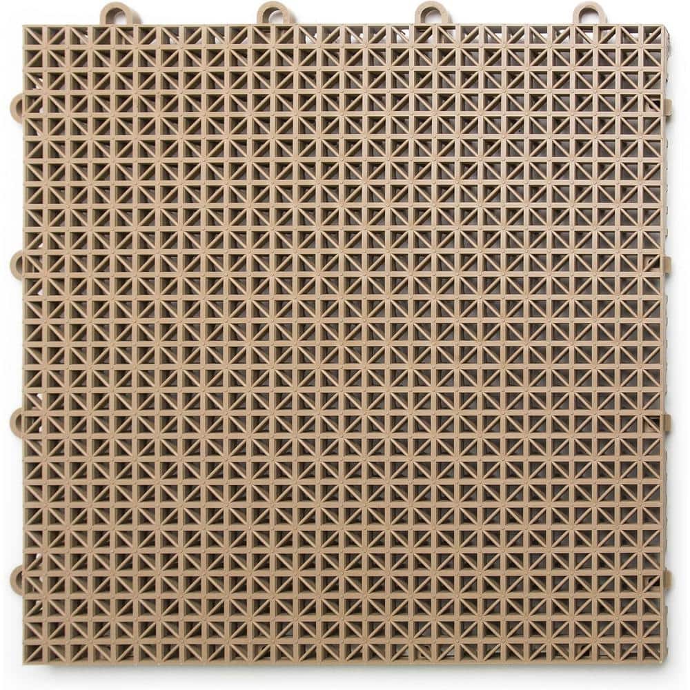 Afoxsos 12 ft. x 12 ft. Outdoor Modular Interlocking Multi-Use Plastic Deck Tile in Beige (40 Per Pack)