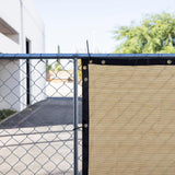 AMGO 8 ft. H x 50 ft. W Beige Fence Outdoor Privacy Screen with Black Edge Bindings and Grommets