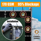 AMGO 8 ft. H x 50 ft. W Beige Fence Outdoor Privacy Screen with Black Edge Bindings and Grommets