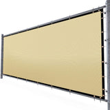 AMGO 8 ft. H x 50 ft. W Beige Fence Outdoor Privacy Screen with Black Edge Bindings and Grommets