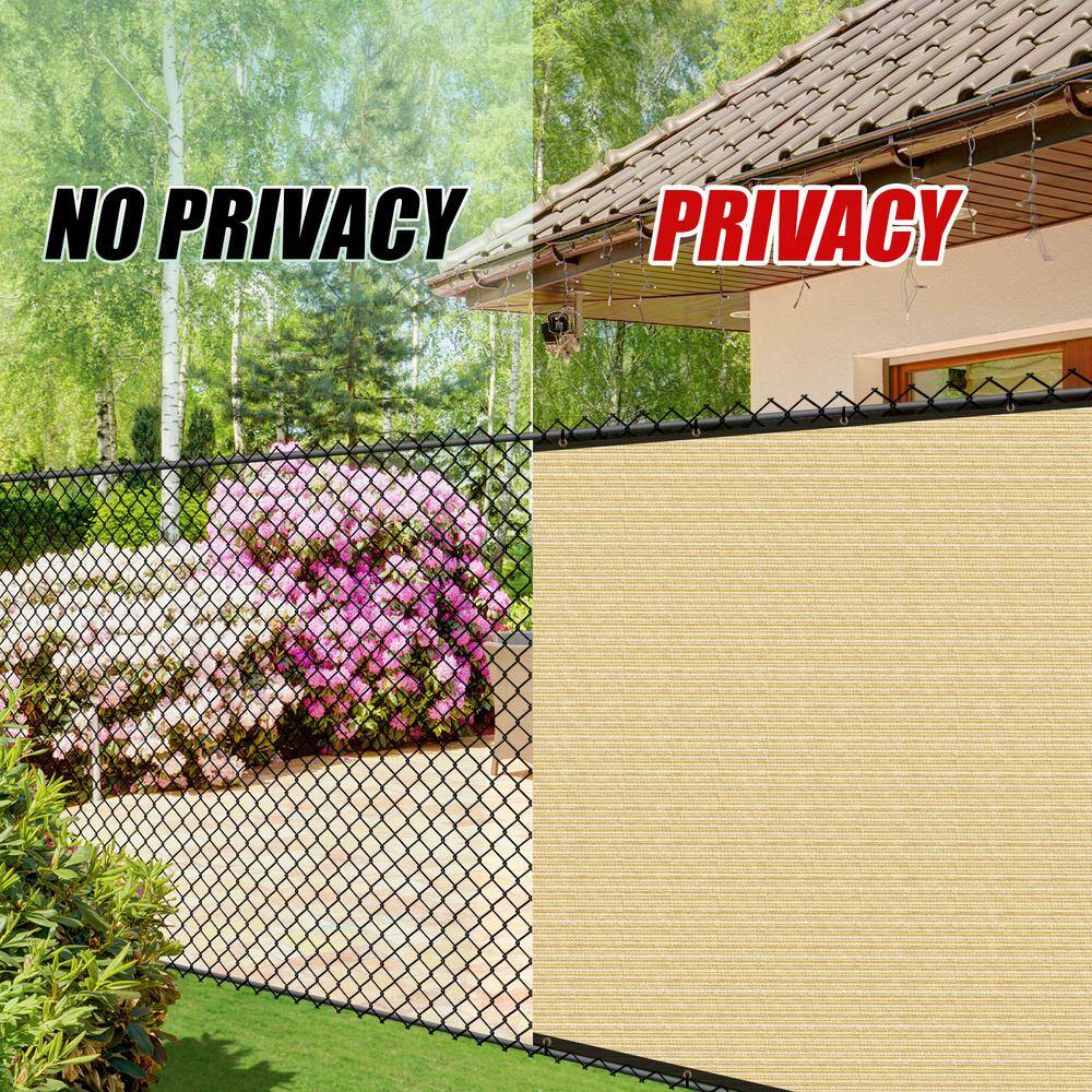 COLOURTREE 5 ft. x 57 ft. Beige Privacy Fence Screen HDPE Mesh Windscreen with Reinforced Grommets for Garden Fence (Custom Size)