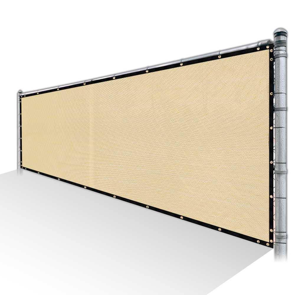COLOURTREE 5 ft. x 57 ft. Beige Privacy Fence Screen HDPE Mesh Windscreen with Reinforced Grommets for Garden Fence (Custom Size)