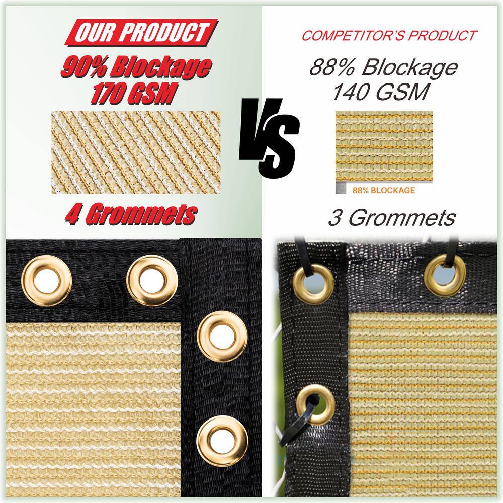 COLOURTREE 5 ft. x 57 ft. Beige Privacy Fence Screen HDPE Mesh Windscreen with Reinforced Grommets for Garden Fence (Custom Size)
