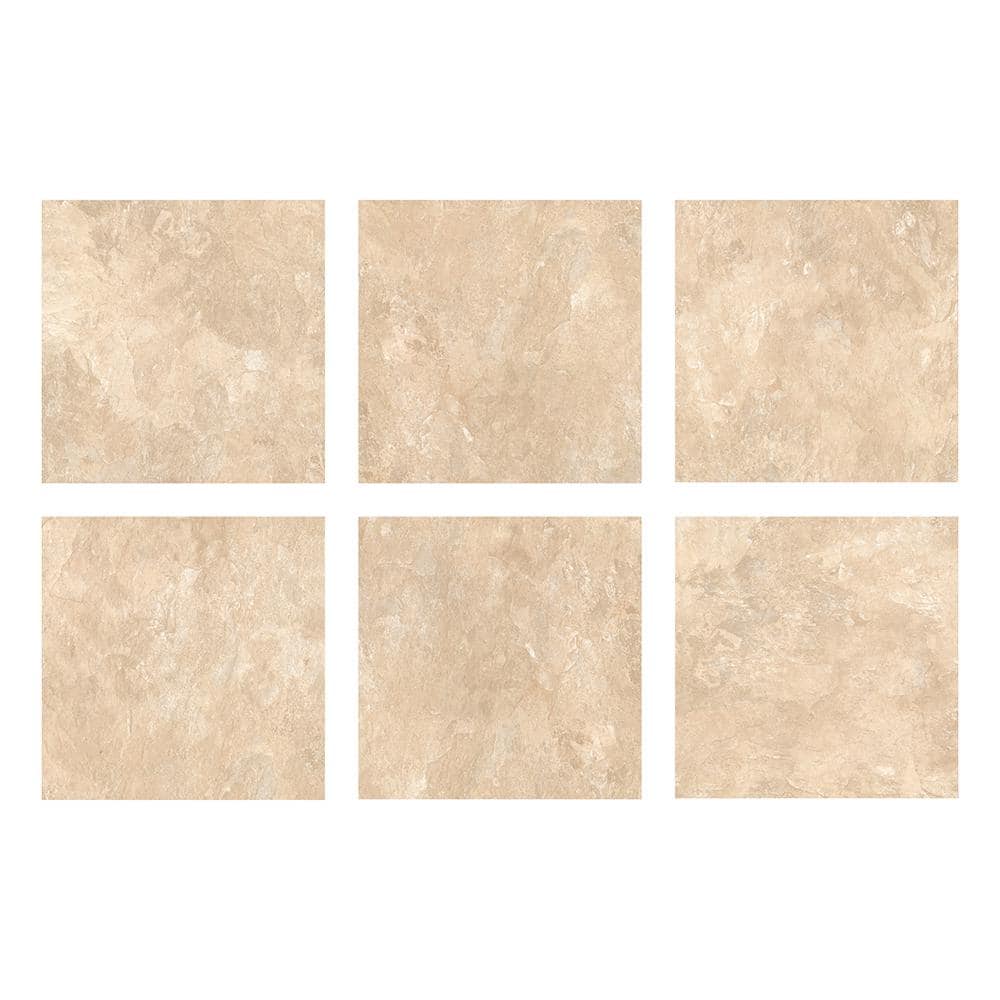 FloorPops Canyon 12 in. x 12 in. Peel and Stick Vinyl Floor Tiles, Beige Stone Look (20 Tiles, 20 sq. ft. Case)