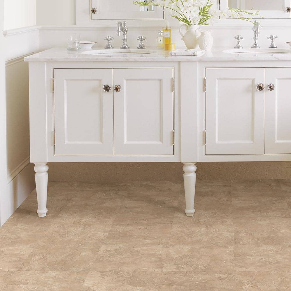 FloorPops Canyon 12 in. x 12 in. Peel and Stick Vinyl Floor Tiles, Beige Stone Look (20 Tiles, 20 sq. ft. Case)