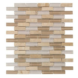 Jeffrey Court Cottage Ridge Mini Brick Beige 9.75 in. x 11.875 in. x 8 mm Interlocking Glass/Travertine Mosaic Tile