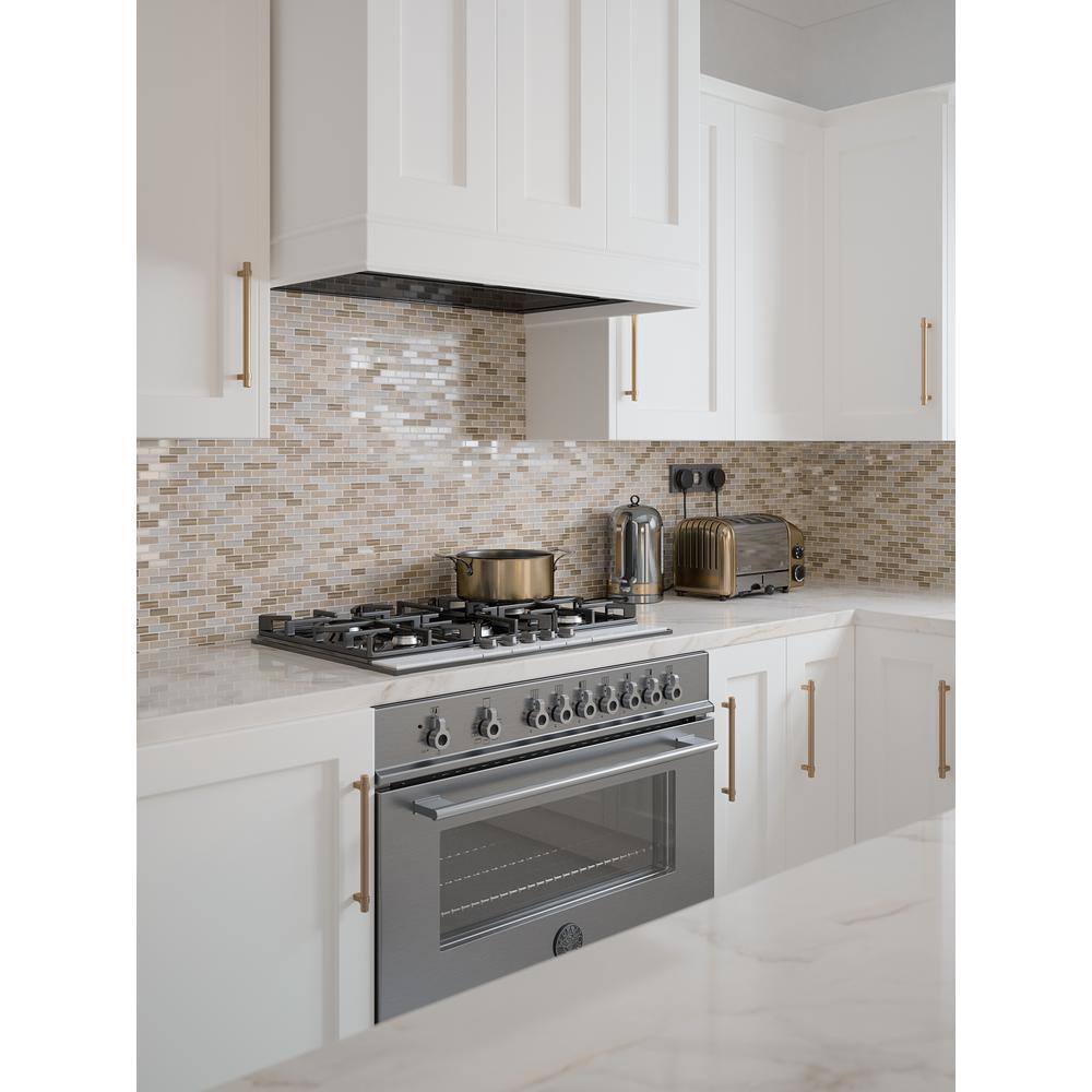 Jeffrey Court Cottage Ridge Mini Brick Beige 9.75 in. x 11.875 in. x 8 mm Interlocking Glass/Travertine Mosaic Tile