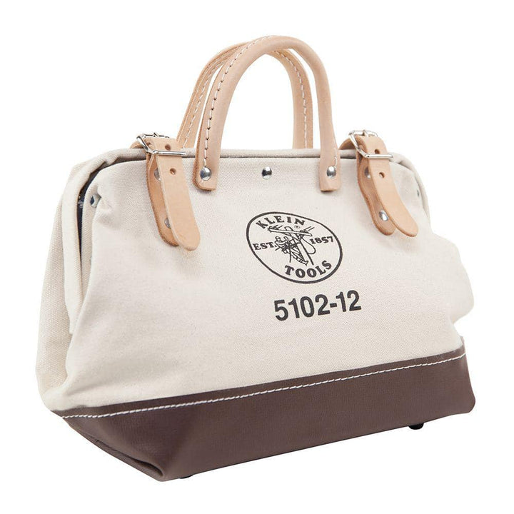 Klein Tools 12 in. Canvas Tool Bag, Model 5102-12, Beige with Vinyl Bottom