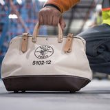 Klein Tools 12 in. Canvas Tool Bag, Model 5102-12, Beige with Vinyl Bottom