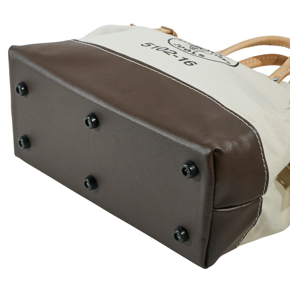 Klein Tools 5102-16 Canvas Tool Bag, 16 in. Width, Beige with Vinyl Bottom