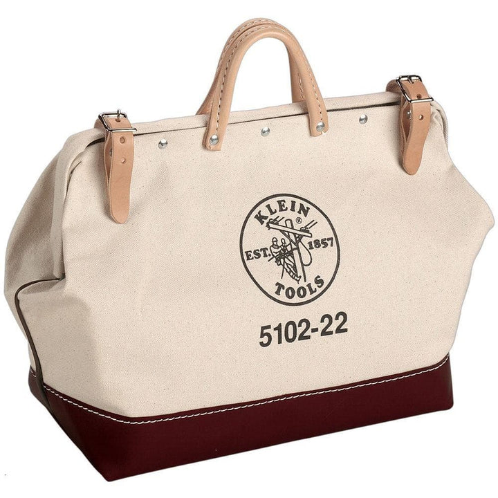 Klein Tools 5102-22 Canvas Tool Bag, 22 in., No. 8 Natural Canvas with Vinyl Bottom