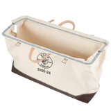 Klein Tools 5102-24 Canvas Tool Bag, 24 in. Steel-Frame Mouth, Beige
