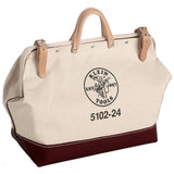 Klein Tools 5102-24 Canvas Tool Bag, 24 in. Steel-Frame Mouth, Beige